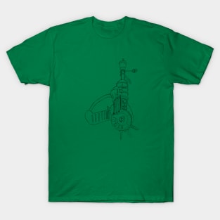 Zombie Ray Gun Blueprint on Emerald Green T-Shirt